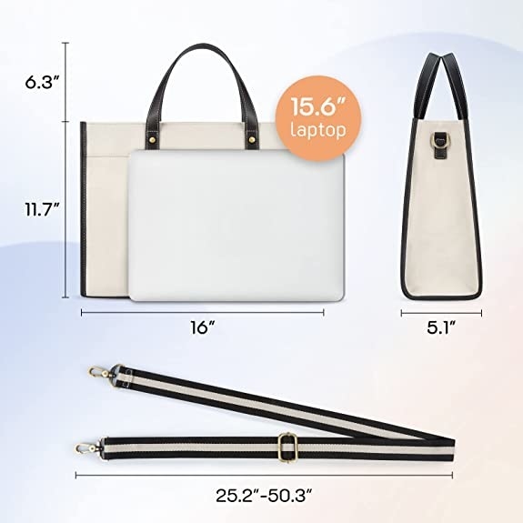 16x11.7x5.1 캔버스 노트북 여성용 대형 손가방, 여행 쇼핑을 위한 작업 어깨에 메는 백