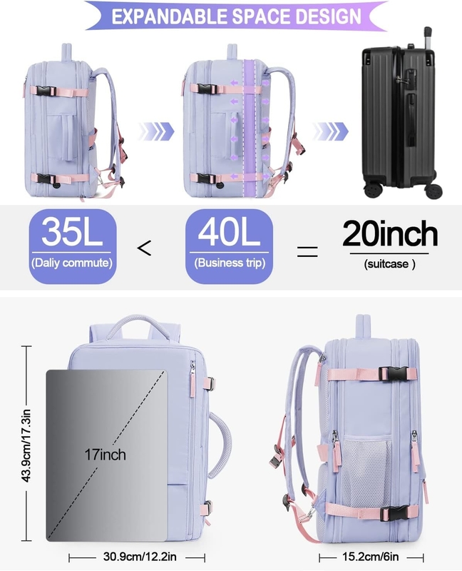 보라색 17.3인치 노트북 항공기 승격 개인용품으로 수하물을 들고 다닐 수 있습니다 주말여행여행여행여행여행여행여행여행여행